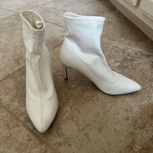 Short White Heeled Booties